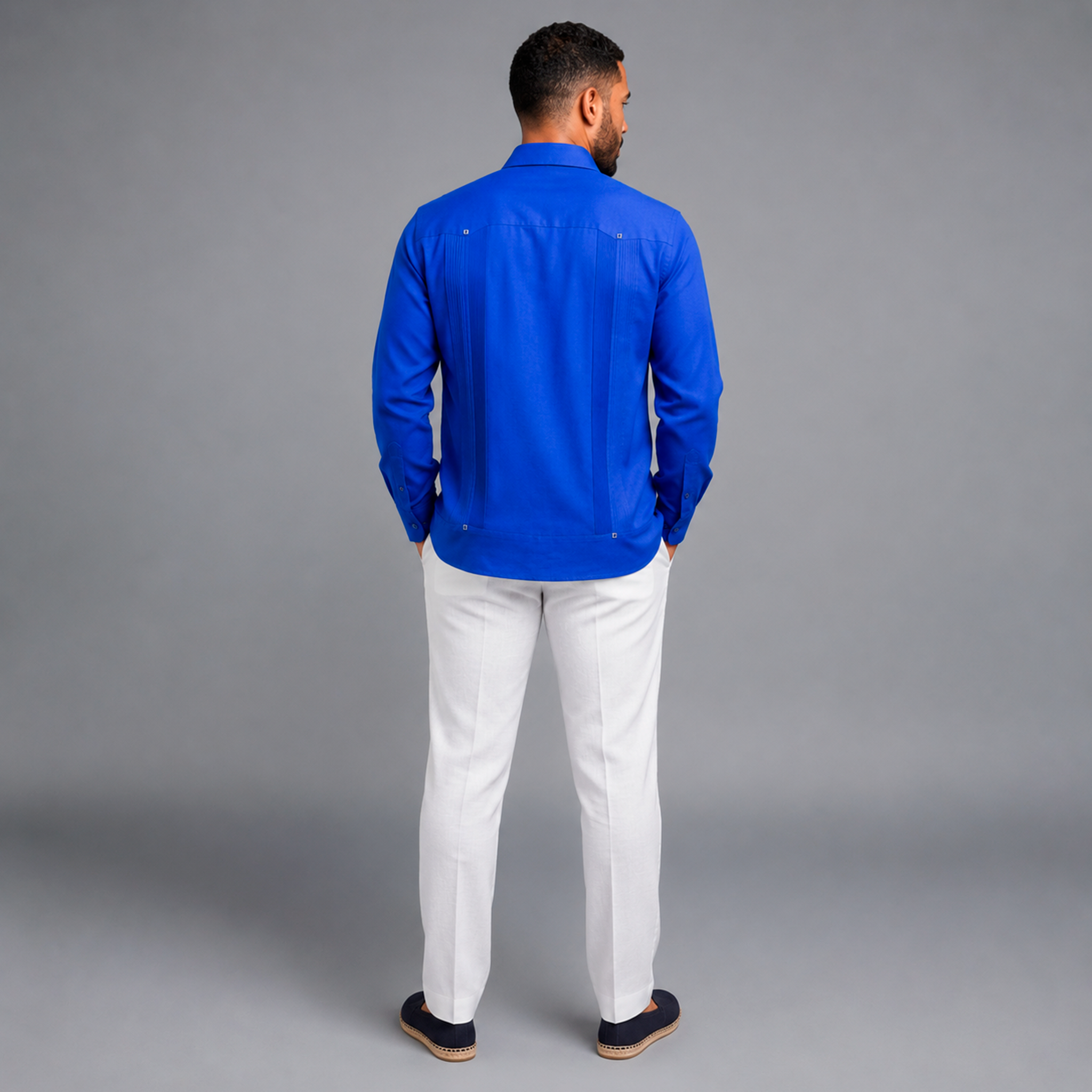 Royal Blue Luxury Chacabana – Modern Caribbean Linen Shirt-2