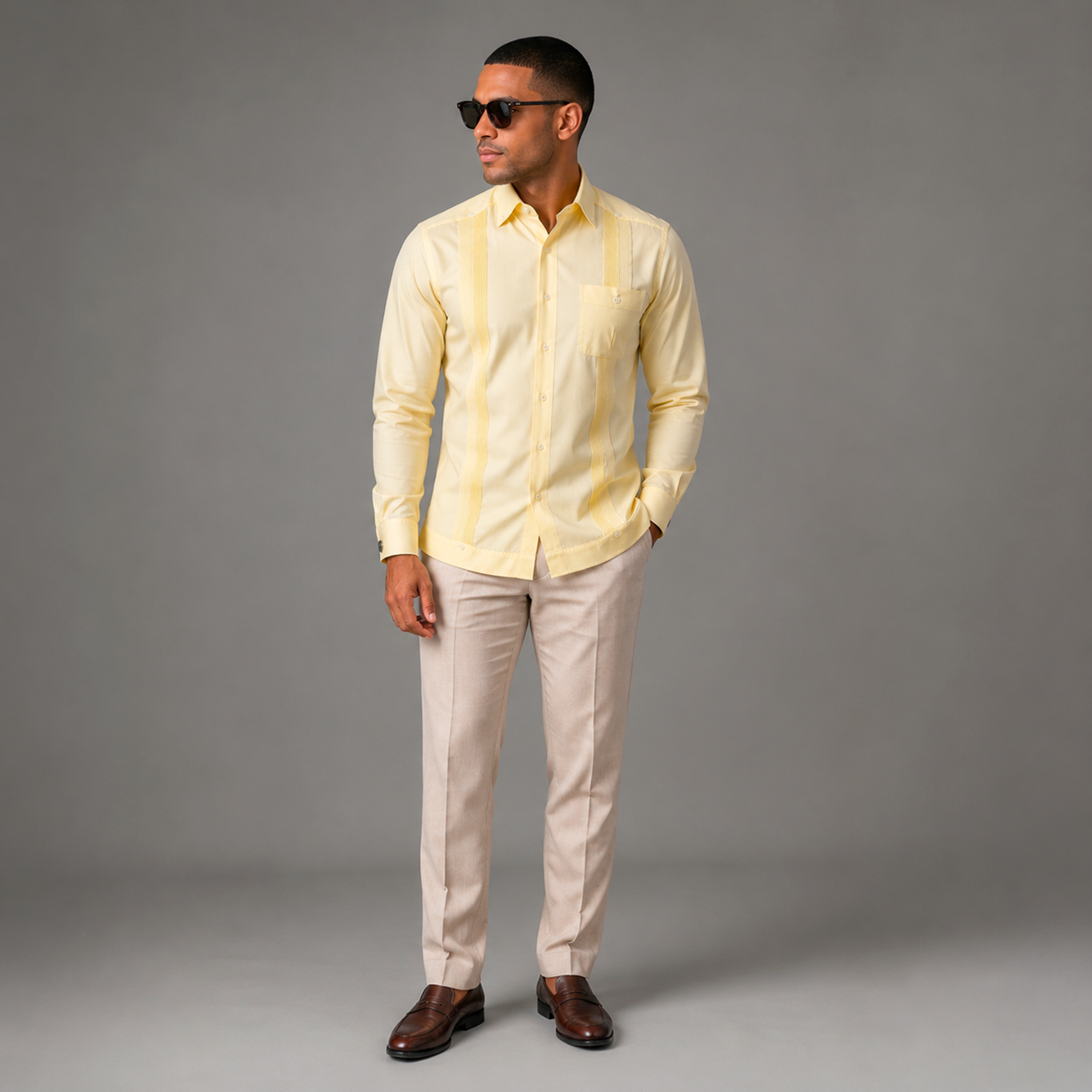 Butter Yellow Luxury Chacabana – Elegant Caribbean Formal Shirt