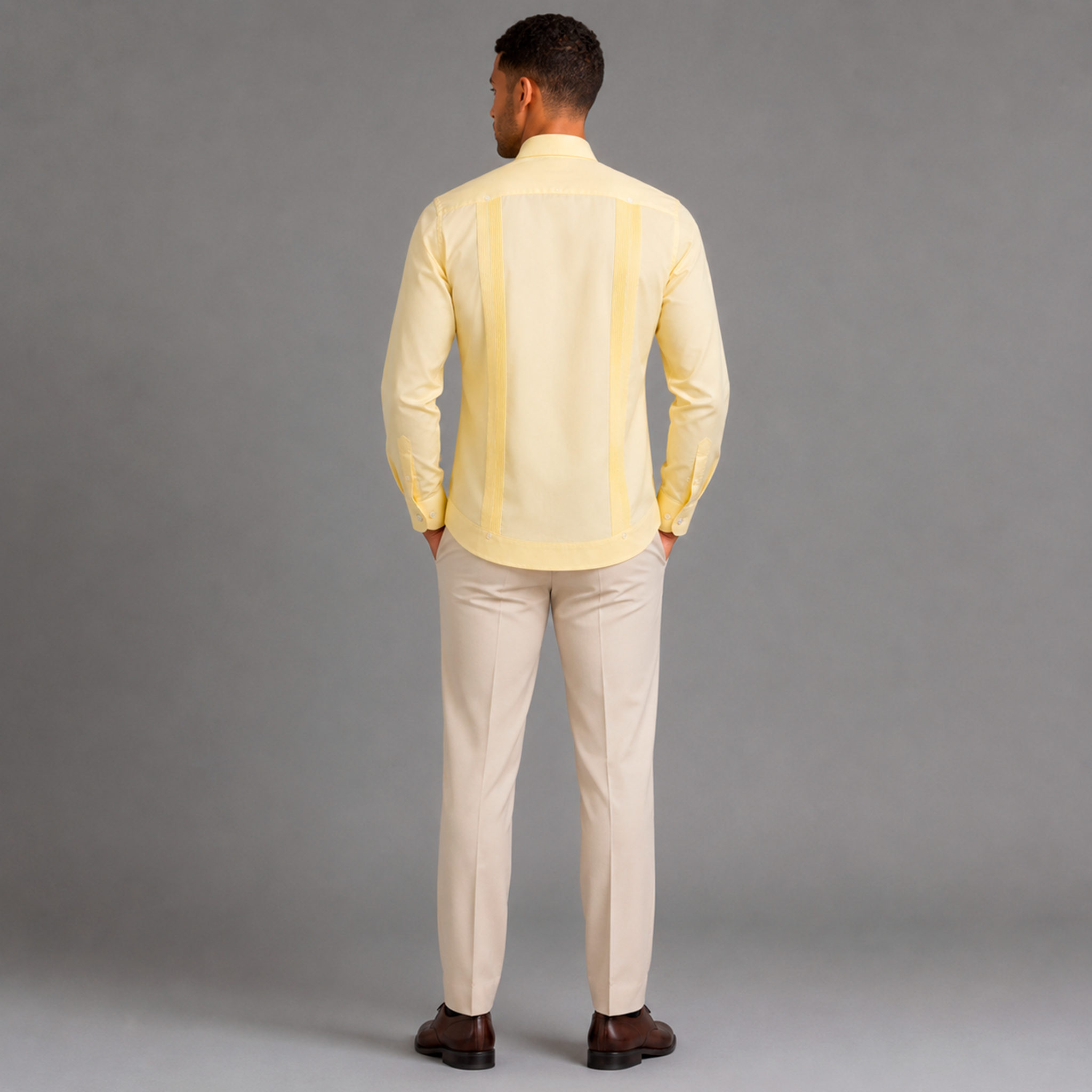 Butter Yellow Luxury Chacabana – Elegant Caribbean Formal Shirt-2