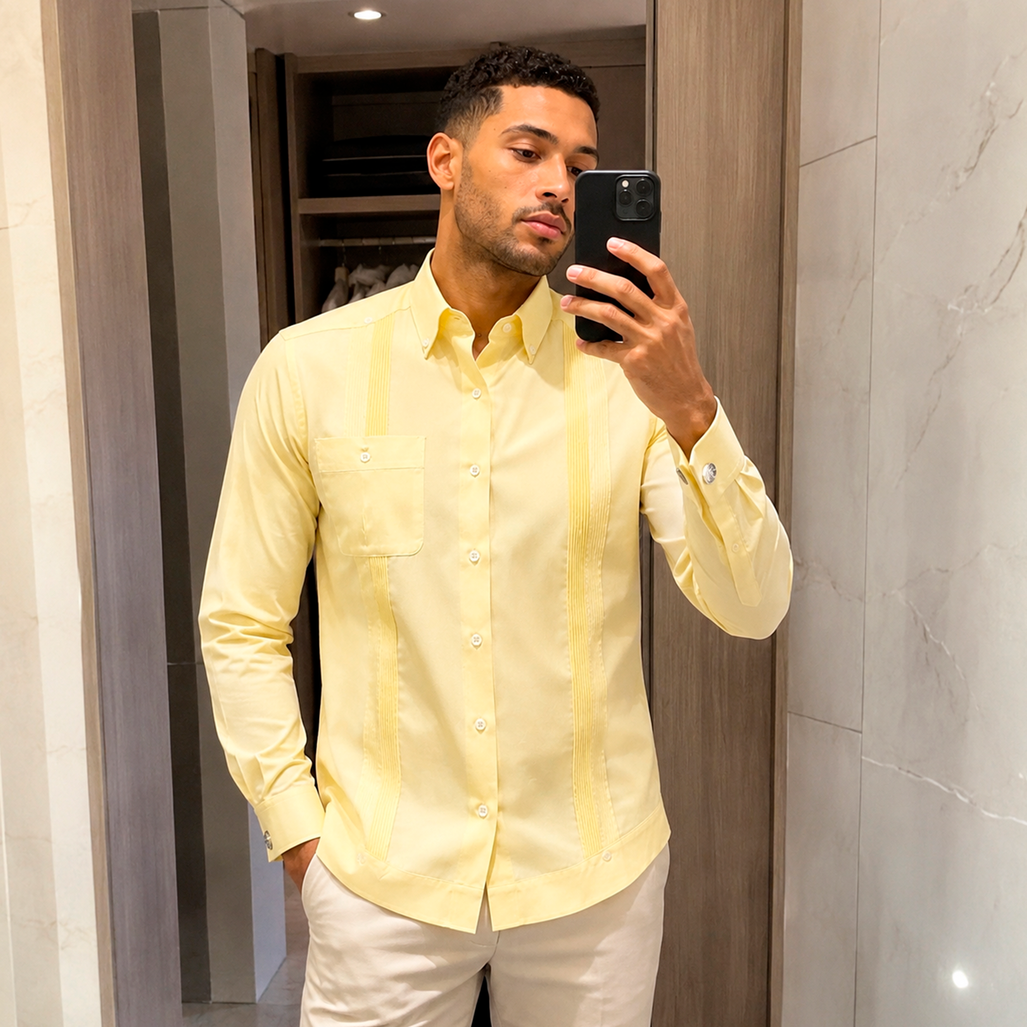 Butter Yellow Luxury Chacabana – Elegant Caribbean Formal Shirt-3