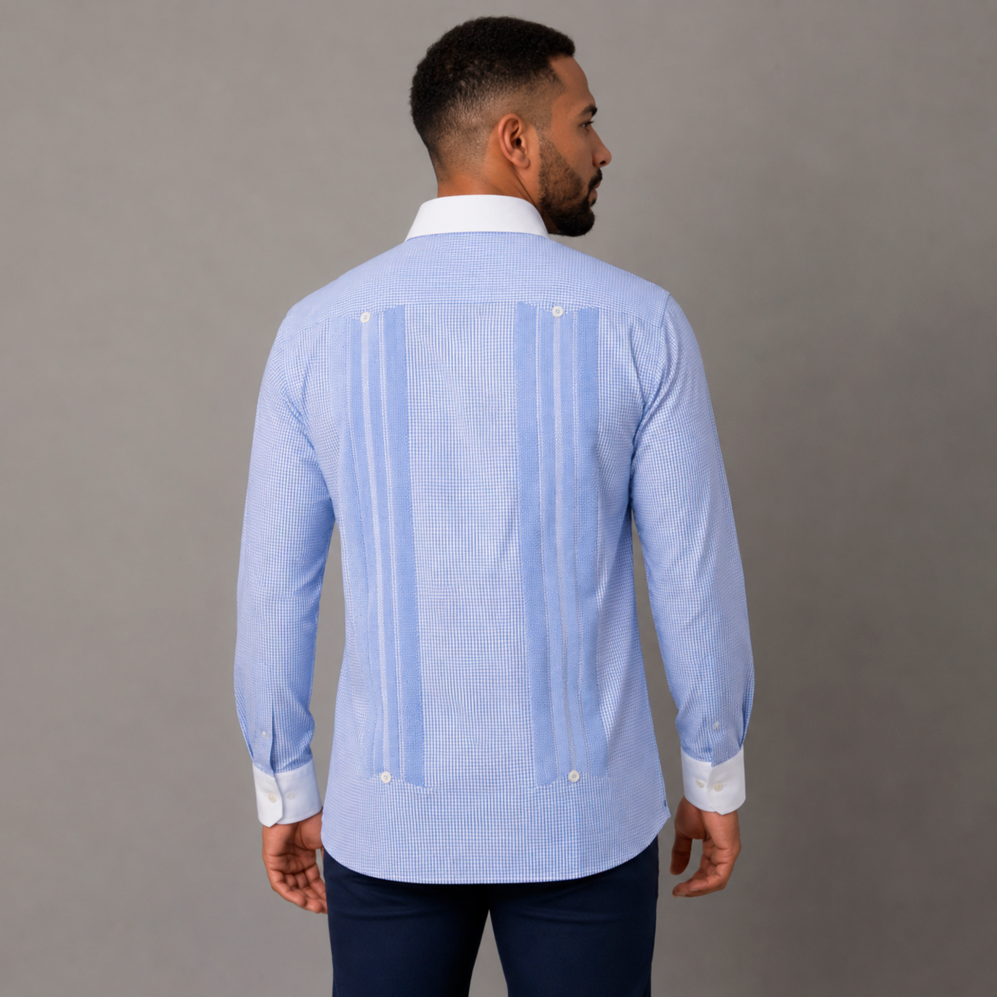 Sky Blue Luxury Chacabana – Modern Dominican Linen Shirt-2