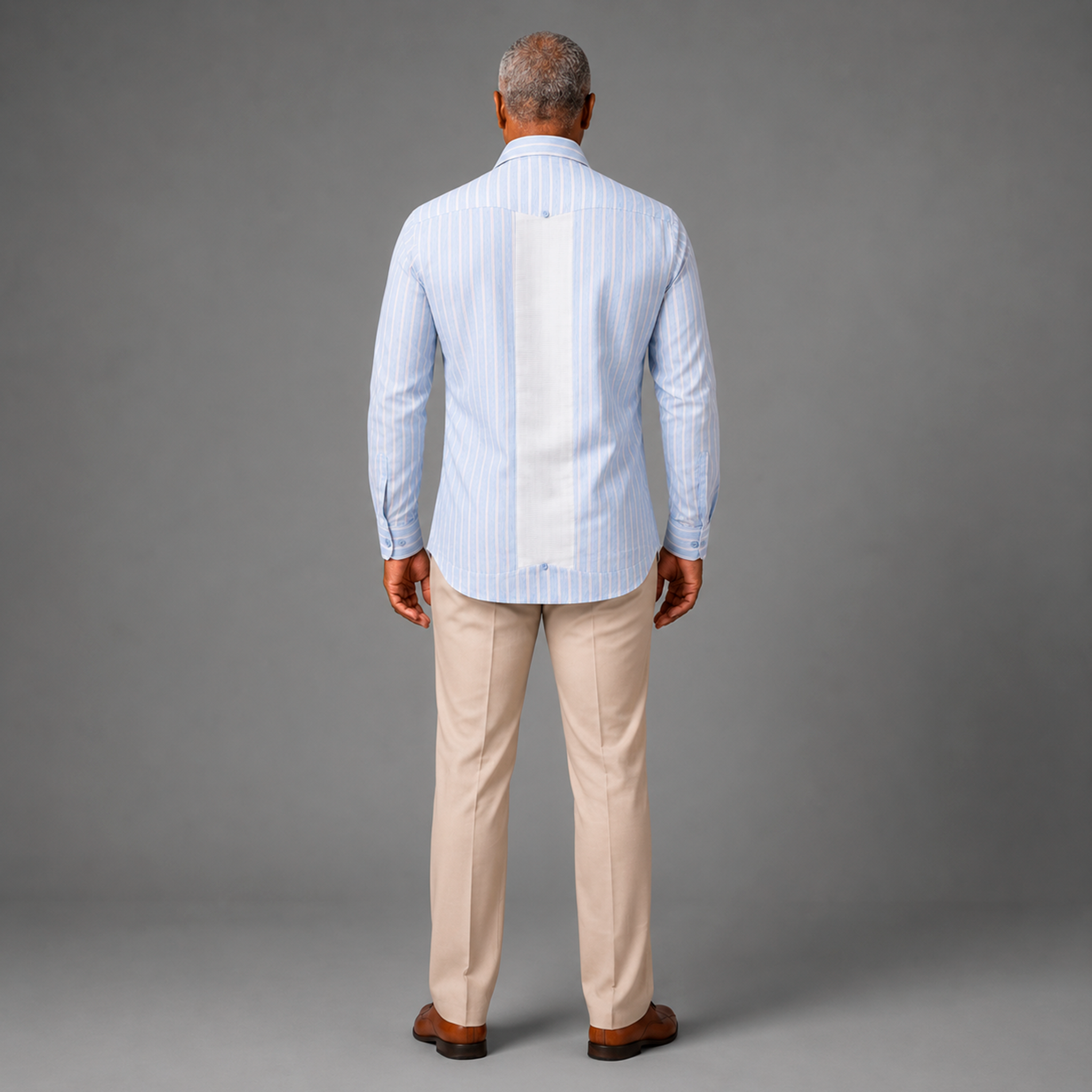 Sky Stripe Luxury Chacabana – Caribbean Linen Statement Shirt-2