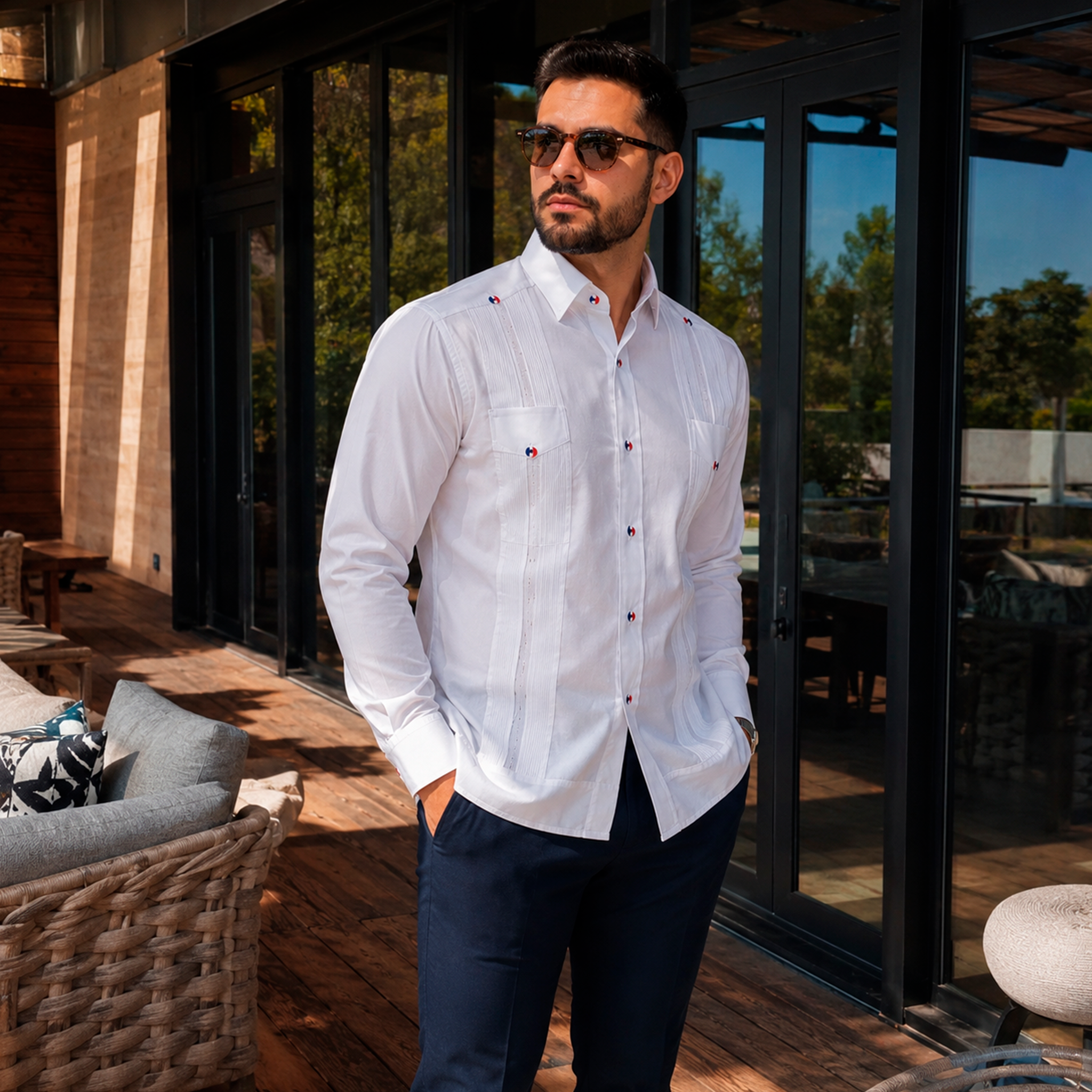 White Luxury Chacabana Shirt – Dominican Formal Linen Guayabera-3
