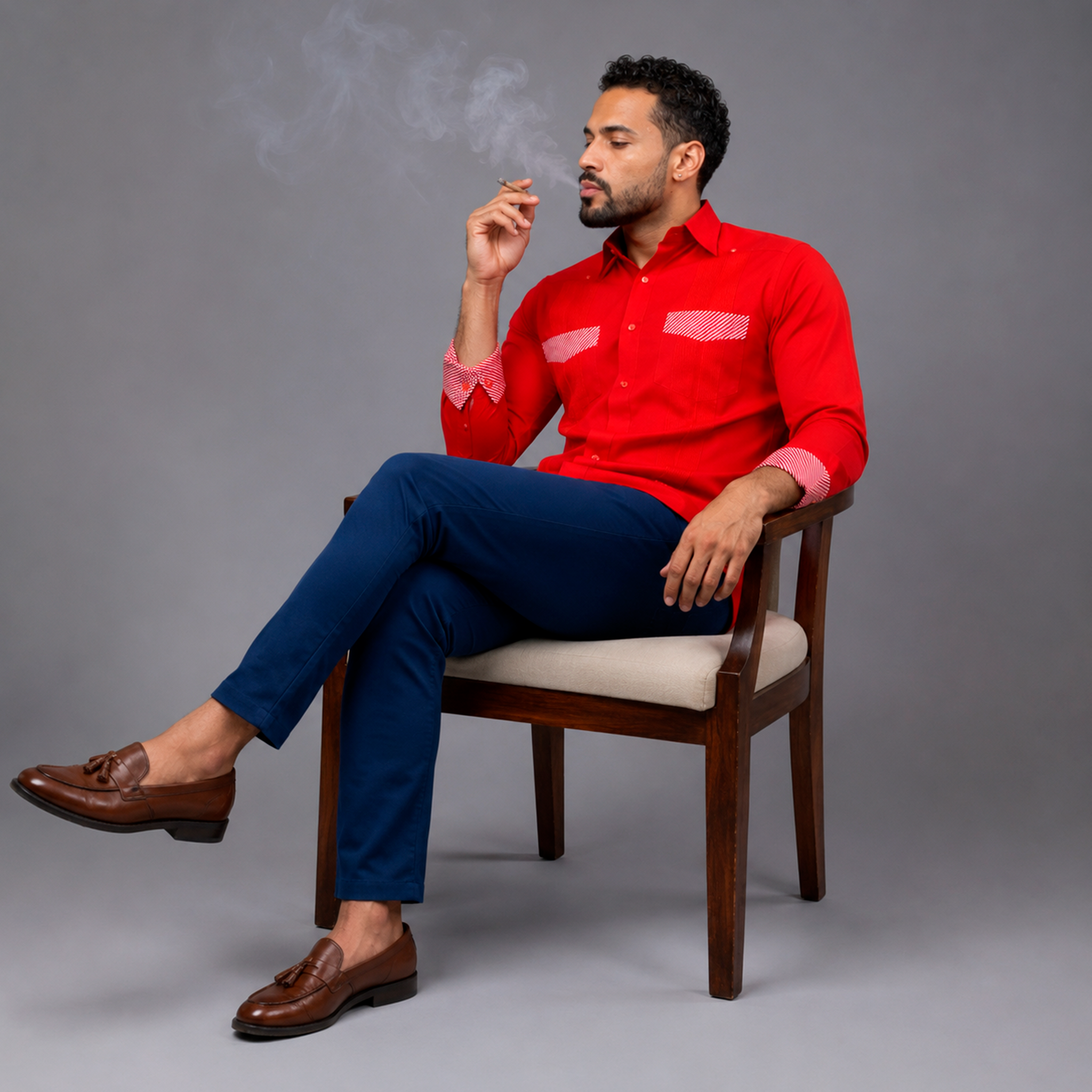Crimson Red Luxury Chacabana – Statement Caribbean Formal Shirt-3