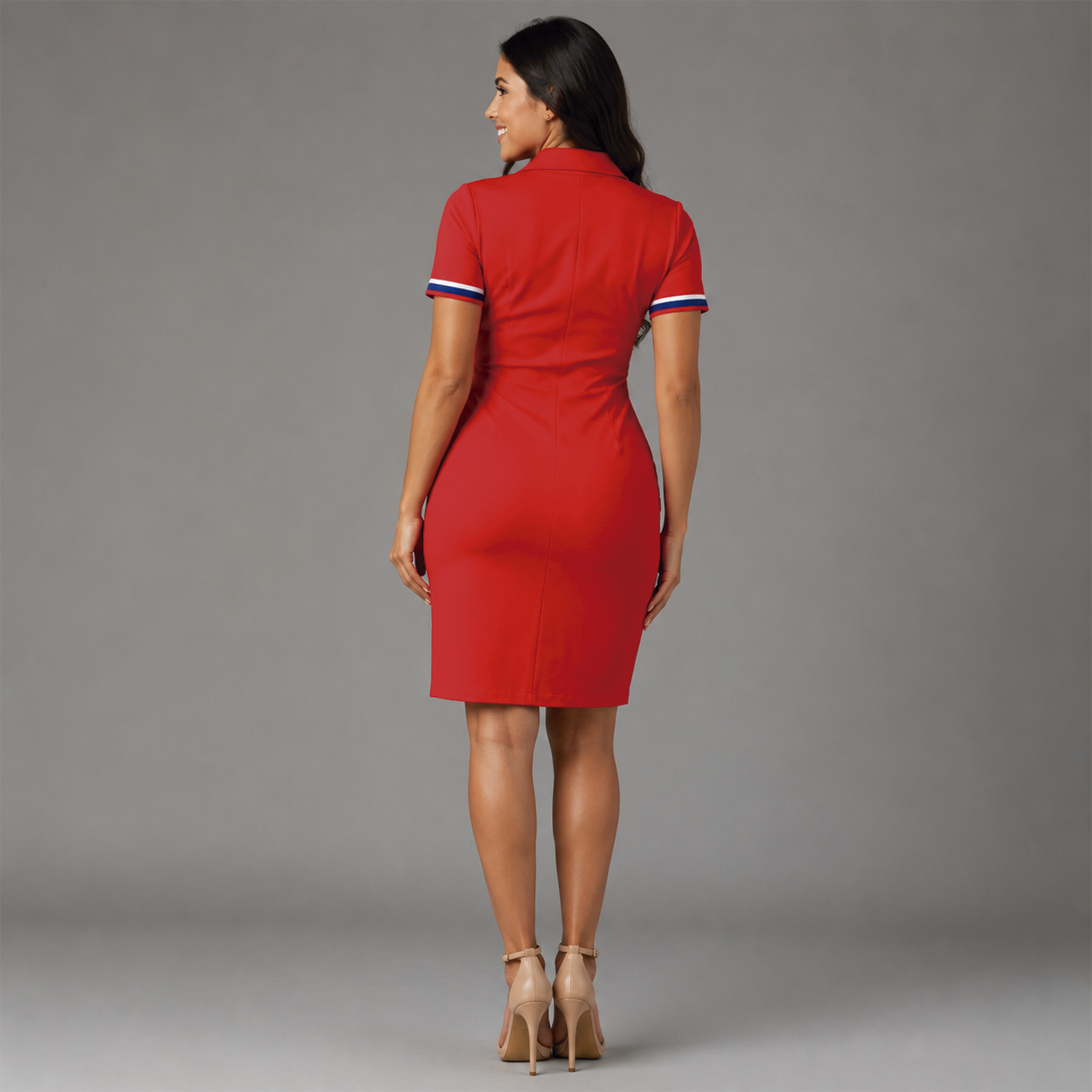 Dominican Heritage Shirt Dress – Red, White & Blue Luxury Edition-2